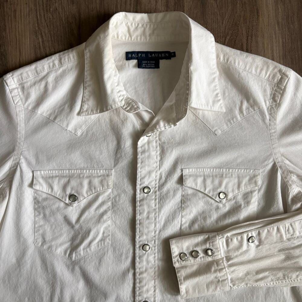 Vintage Polo Ralph Lauren Western Pearl Snap Shirt Women's Size 8 White